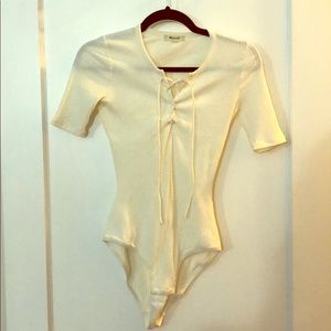Madewell ivory ribbed bodysuit